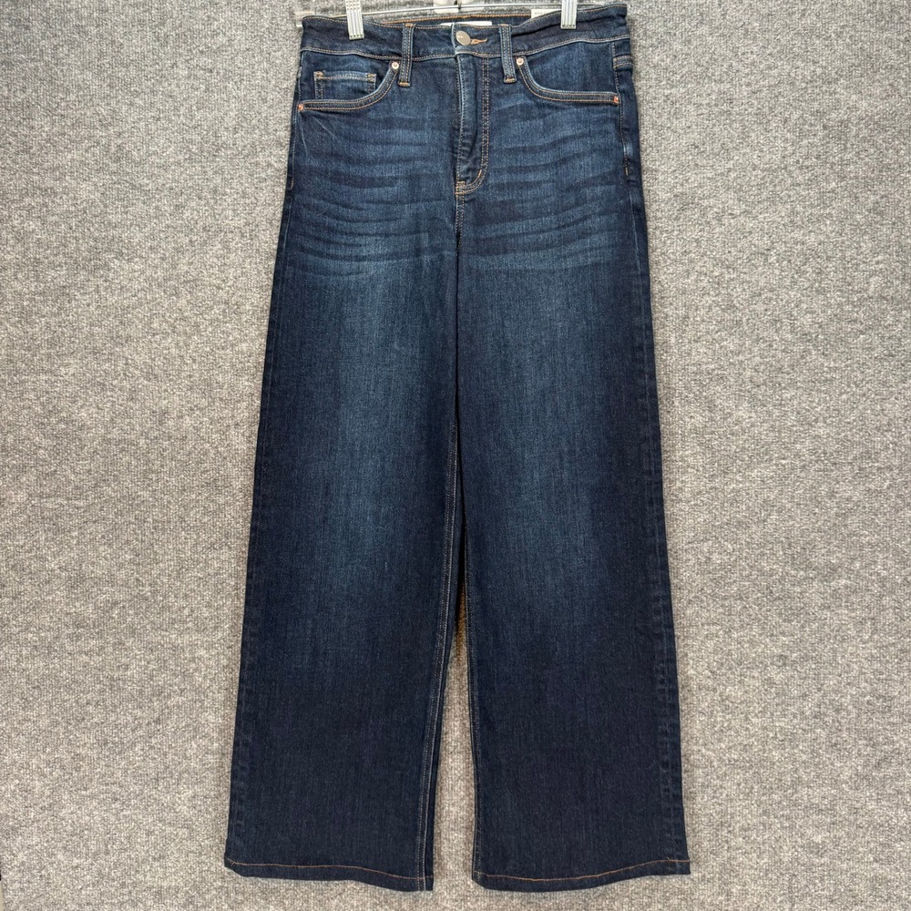 RFM Hailey Wide Leg Jeans Womens 7/28 Blue High Rise Stretch Dark Wash Denim NEW